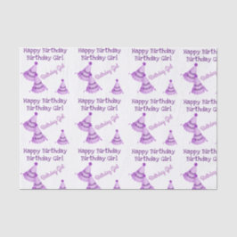 Lila Happy Birthday Girl - oder Name - Party Hats Seidenpapier