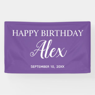 Lila Happy Birthday Party Name Banner