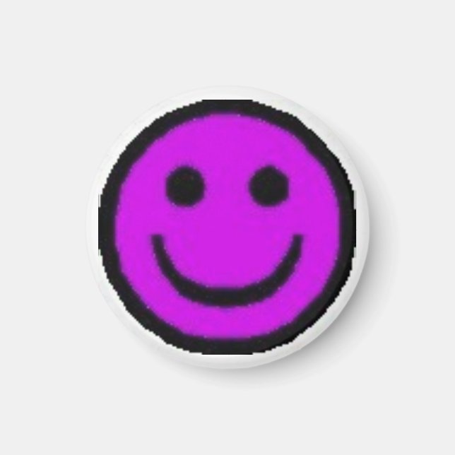 Lila Happy Face Magnet (Vorne)