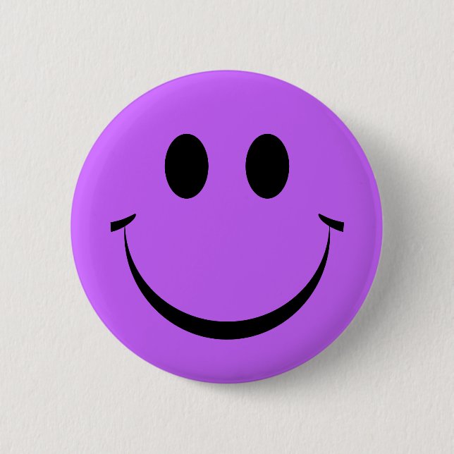 Lila Happy Face Niedlich Button (Vorderseite)