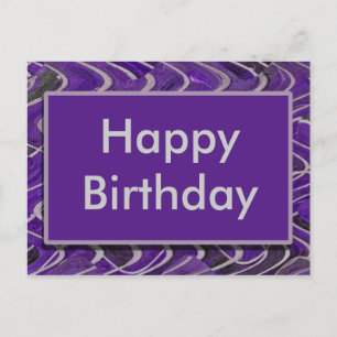 lila Happy Geburtstag Postkarte
