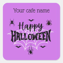 Lila Happy Halloween Cafe Aufkleber