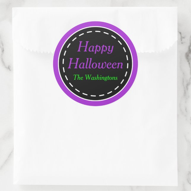 Lila Happy Halloween Custom Leckerei Party Sticker (Tasche)