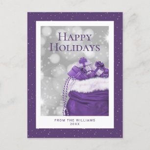 Lila Happy Holidays Stars Weihnachtsgeschenke Feiertagspostkarte
