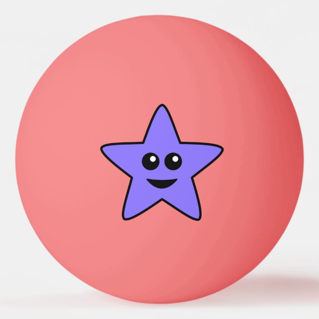 Lila Happy Star Ping Pong Ball Tischtennisball (Vorderseite)