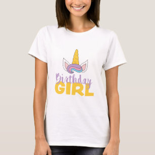 Lila Happy Unicorn Geburtstagsmädchen Einhornfiebe T-Shirt
