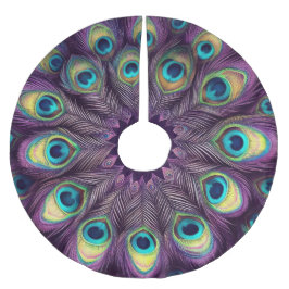 Lila harte Pastelle Zeichnend Pfauenfedern Polyester Weihnachtsbaumdecke