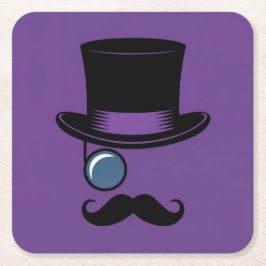 Lila Hat Monocle Mustache Untersetzer Set