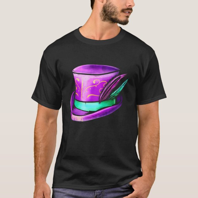 Lila-Hat-Zylinder für Mardi Gras T-Shirt (Vorderseite)