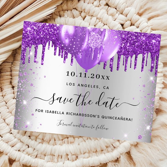 Lila Haushalt auf der Quinceanera Save the Date Flyer (Von Creator hochgeladen)