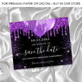 Lila Haushalt auf Quinceanera Save the Date Flyer