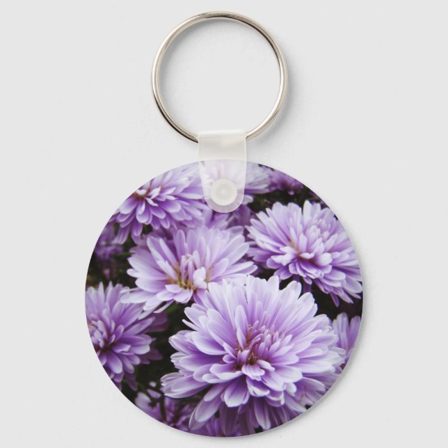 Lila Haze Chrysanthemas Schlüsselanhänger (Vorderseite)