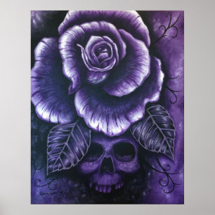 "Lila Haze" Skull Rose Art Poster drucken