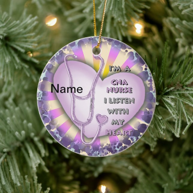 Lila Heart CNA Nurse Keramikornament (Baum)