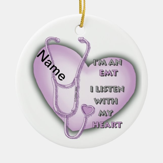 Lila Heart EMT Keramik Ornament (Vorne)
