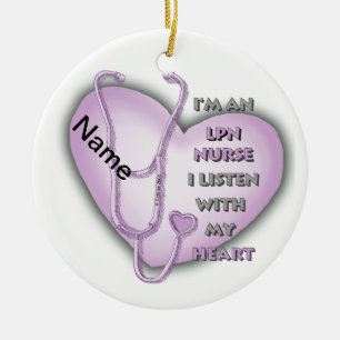 Lila Heart LPN Nurse Keramik Ornament