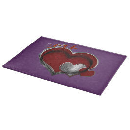 Lila Heart Magic Glass Cutting Board 38,1x27,9cm Schneidebrett