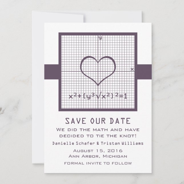 Lila Heart Mah Graph Save the Date einladen (Vorderseite)