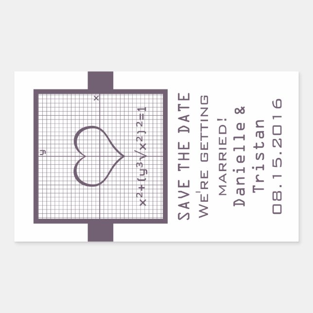Lila Heart Mah Graph Save the Date Stickers (Vorderseite)