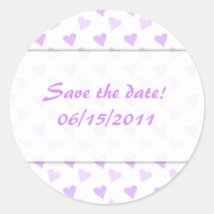 Lila Heart Save the Date Stickers