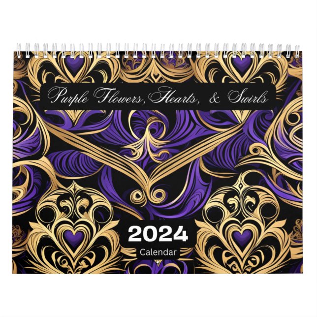 Lila Hearts Blume & Wirbel Kalender (Titelbild)