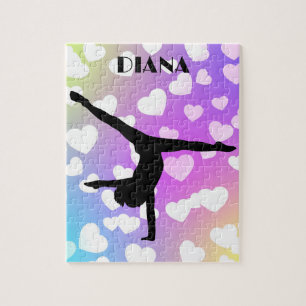 Lila Hearts GYMNASTICS PUZZLE Personalisiert