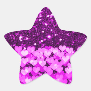 Lila Hearts Imitate Glitzer Stern-Aufkleber