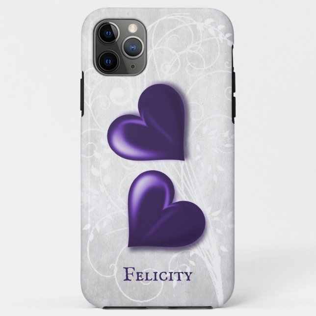 Lila Hearts Personalisiert Case-Mate iPhone Hülle (Rückseite)