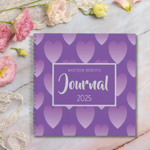 Lila Hearts Personalisiert Journal Notizbuch