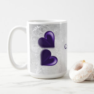 Lila Hearts Personalisiert Kaffee Tasse