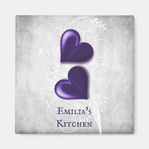 Lila Hearts Personalisiert Magnet