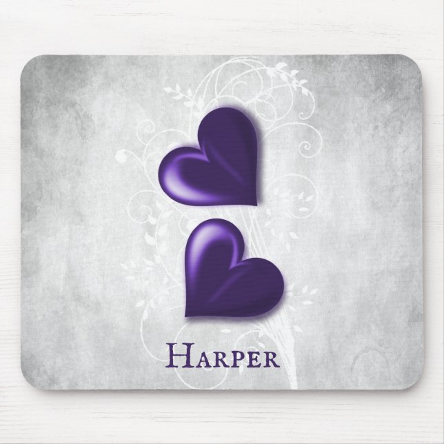 Lila Hearts Personalisiert Mouse Pad Mousepad (Vorne)