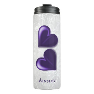 Lila Hearts Personalisierte thermische Tumbler Thermosbecher