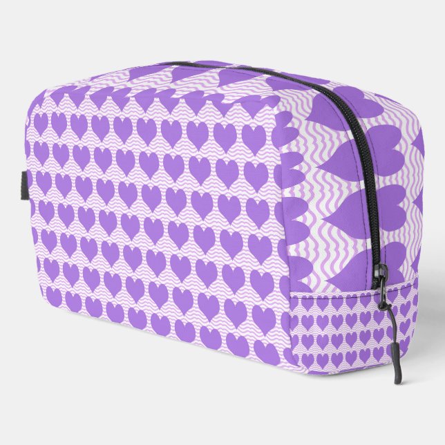 Lila Hearts Toilettenbeutel Waschbeutel (Rechte Ecke)