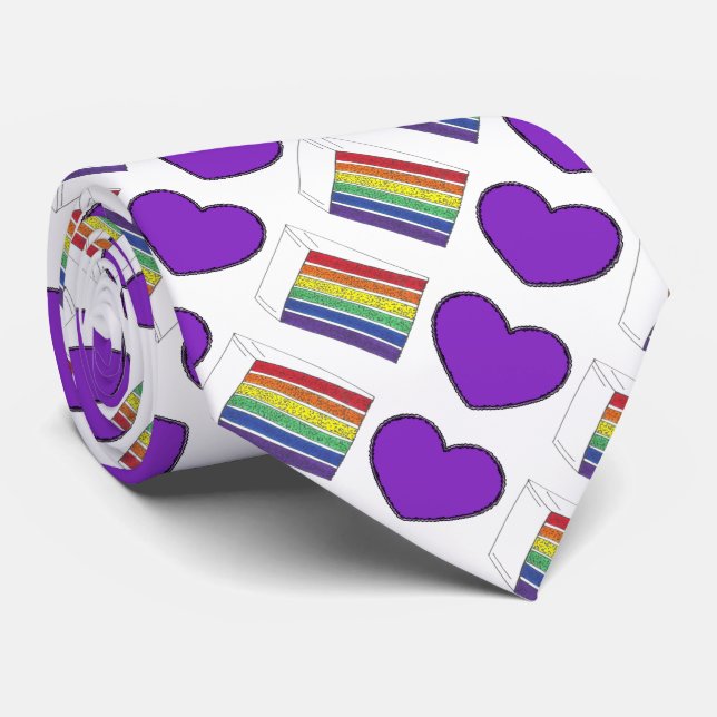 Lila Heftrainbow Layer Cake Gay Pride Liebe Krawatte (Gerollt)