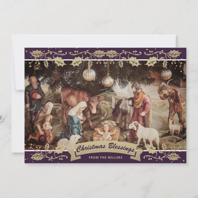 Lila Heilige Krippe Christlich Weihnachten (Vorderseite)