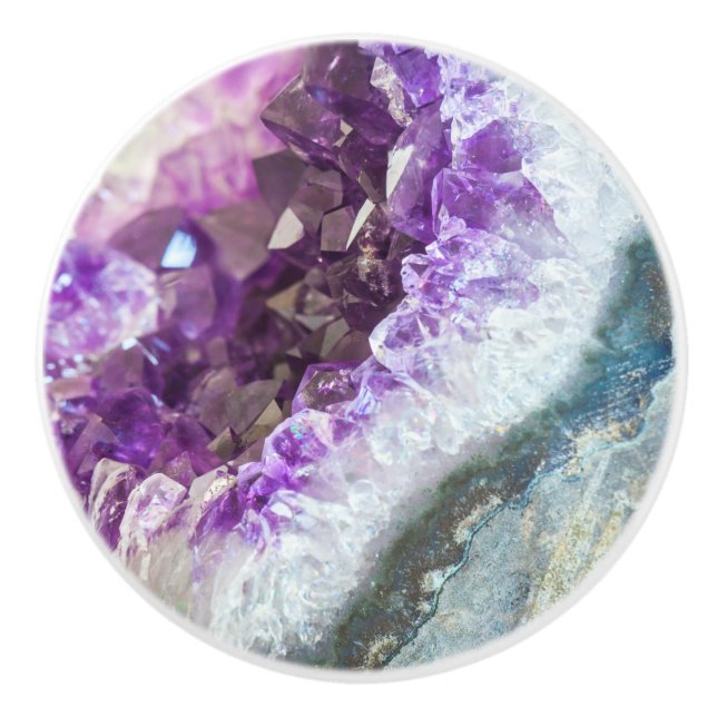 Lila Heilknopf Amethyst-Keramik Keramikknauf (Vorderseite)