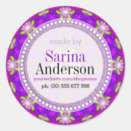 Lila Heillicht Mandala aus Etiketten Runder Aufkleber