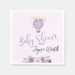 Lila Heißluftballon Elefantenserviette Serviette