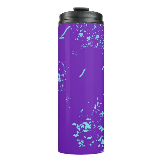 Lila hellblaue Doodles Thermosbecher (Vorderseite)