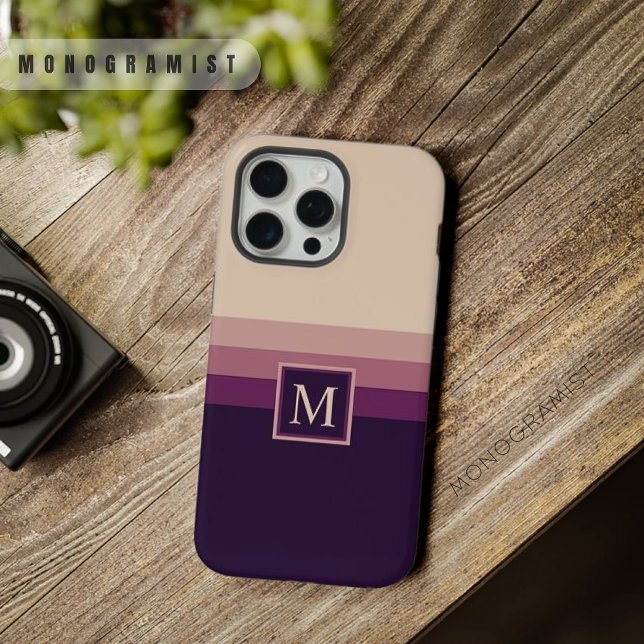 Lila hellgrauer Farbblock mit individueller Einste iPhone Hülle (Customizable Light Grey Dark Purple Color Block iPhone Case)
