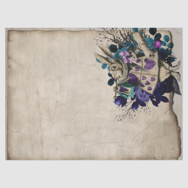 Lila Herald White Rabbit Alice im Wunderland Seidenpapier (Vorderseite)