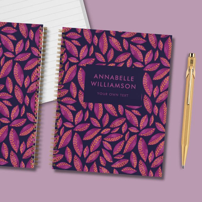 Lila HerbstHerbstlaube Notizbuch (Autumnal purple leaf Fall personalized notebook)