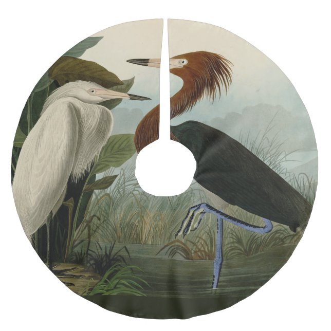 Lila Heron Audubon Bird Wildlife Painting Polyester Weihnachtsbaumdecke (Vorderseite)