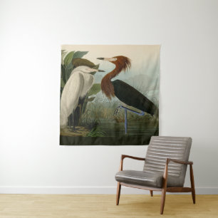 Lila Heron Audubon Bird Wildlife Painting Wandteppich