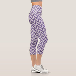 Lila Herringbone Capri Leggings