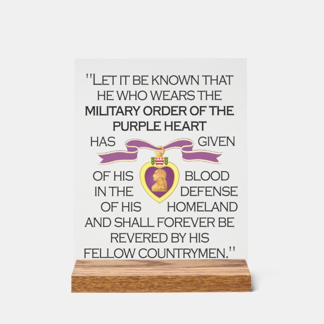 Lila Herz Acrylschild (Vorderseite)