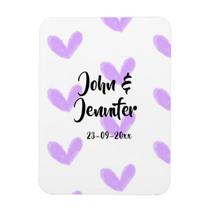 Lila Herz Aquarell Valentins-Paarname da Magnet