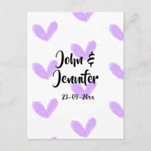 Lila Herz-Aquarell Valentins-Paarname da Postkarte