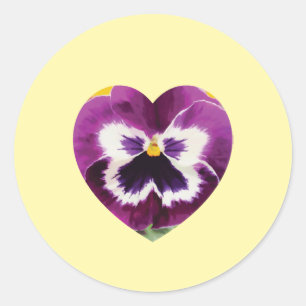 Lila Herz bei Pansy Digital Blume Runder Aufkleber